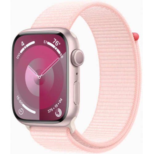 Apple Watch Series 9 GPS 45mm Pink Aluminum Case with Light Pink Sport Loop (MR9J3)